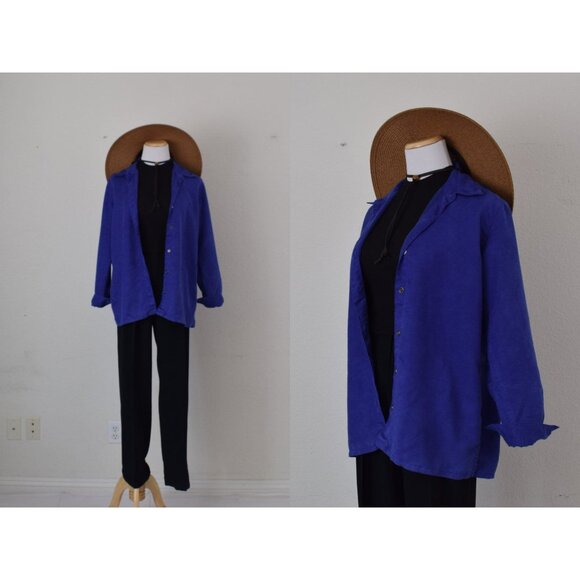 Vintage 90s Purple‎ Polyester Shirt size 1 - Picture 1 of 10